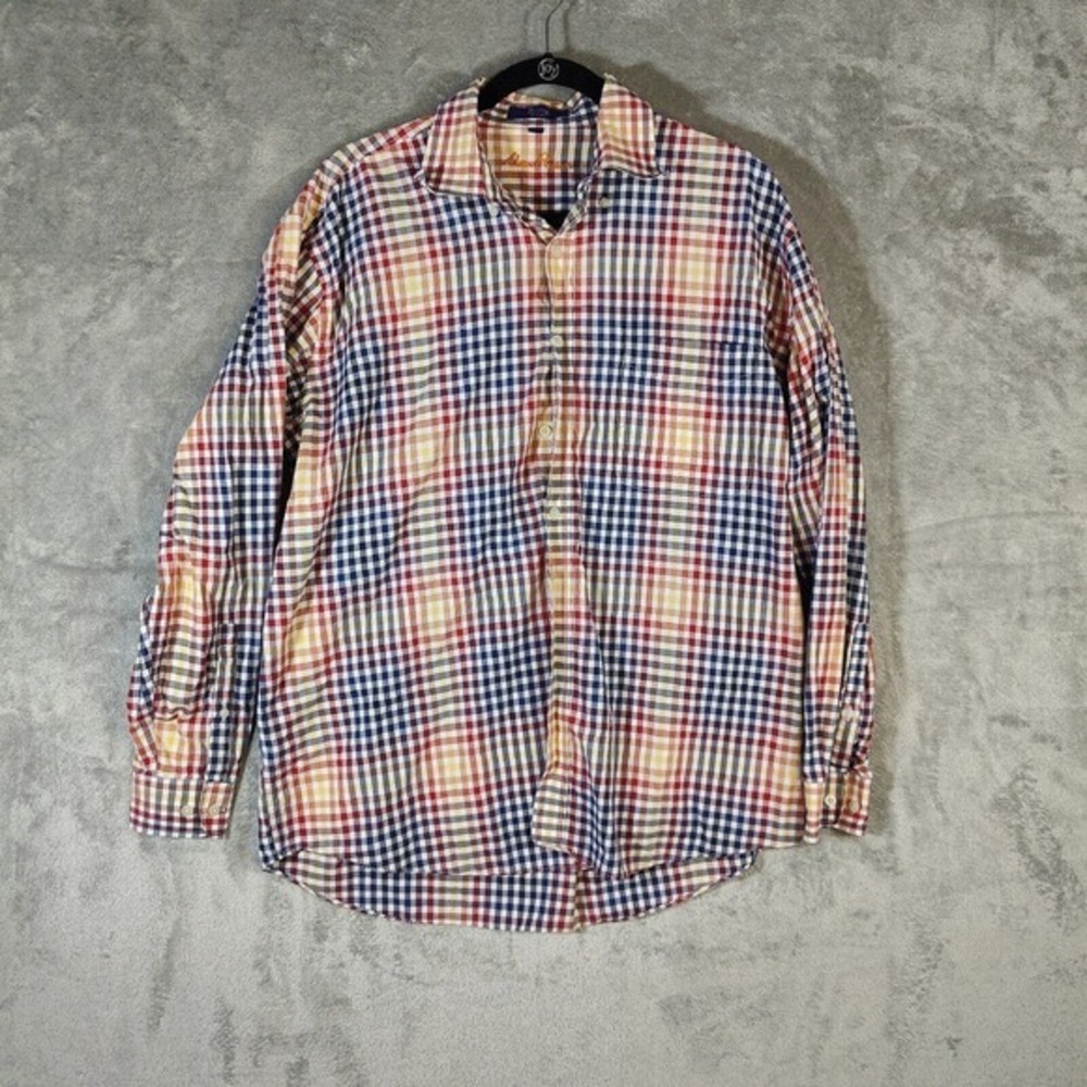 Alan Flusser Shirt Mens‎ Large Multicolor Bright Plaid Long Sleeve Button Up